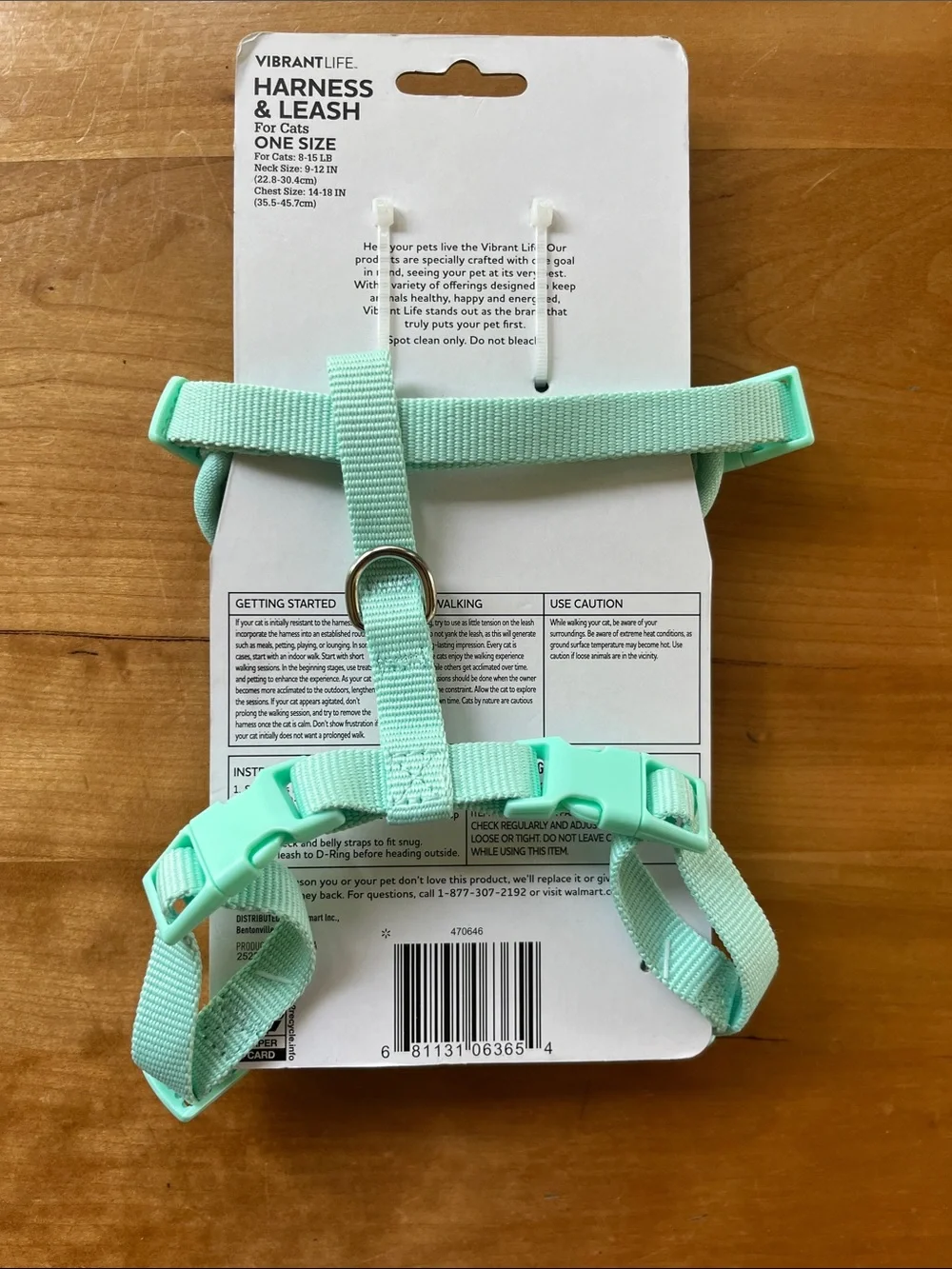 Mint Cat Harness & Leash Set with Sushi Fish Print - NWT